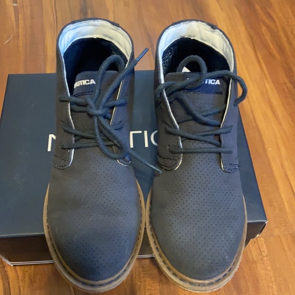 Navy blue suede lace up boot - Picture 7 of 9